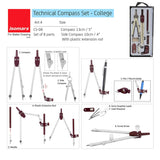 Isomars Drawing and Drafting Architect Kit Comes with Technical Board With Parallel Motion Ruler - A2 Size - 18.5" x 25" Includes Set Square, Mechanical Pencil, French Curve, Technical Compass - Isomars