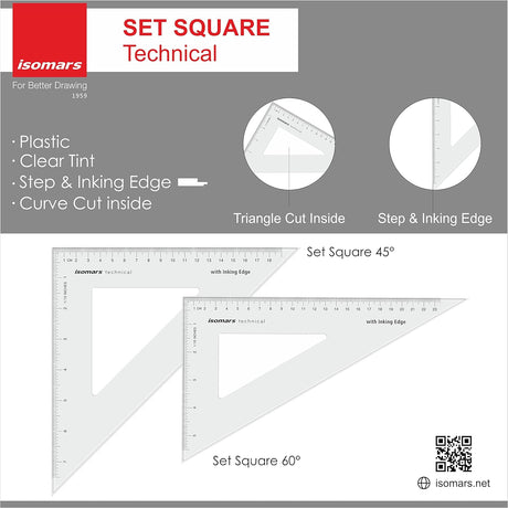 Isomars Drawing And Drafting Kit With A2 Board | Designer Kit with Bag, Triangular Ruler, Set Square, Lead, Lead Sharpner, Protractor & Rapid Compass | Ideal for Students and Professionals - Isomars