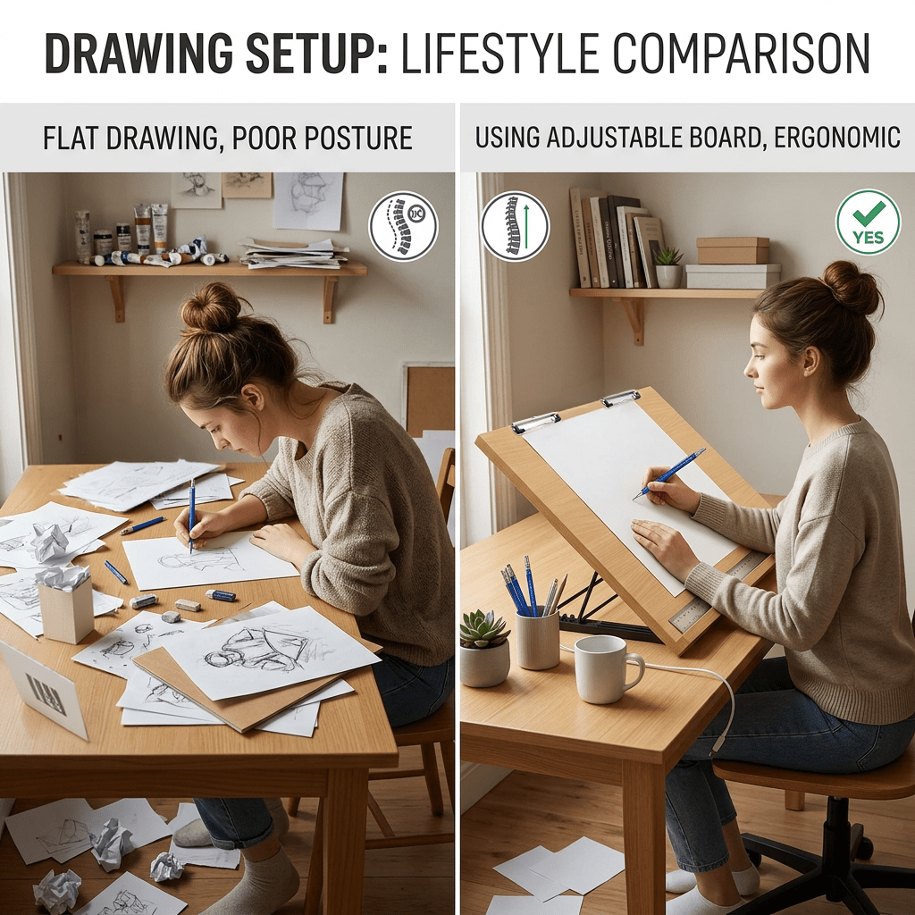 Isomars Drawing Board - Table Model Foldable Board with Clips - Drawing & Drafting Board - Isomars