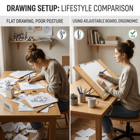 Isomars Drawing Board - Table Model Foldable Board with Clips - Drawing & Drafting Board - Isomars