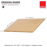 Isomars Drawing Both Side Laminated Beachwood-Textured Board - Full Imperial A3 (14x20 Inch) Size Board – for Artists, Architects, Engineers, Draftsmen Etc. - Isomars