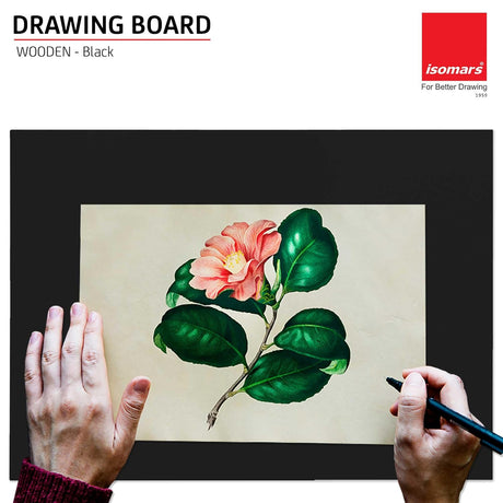Isomars Drawing Both Side Laminated Black Board - Full Imperial A2 (18.5 x 25.5 Inch) Size Board – for Artists, Architects, Engineers, Draftsmen Etc. - Isomars