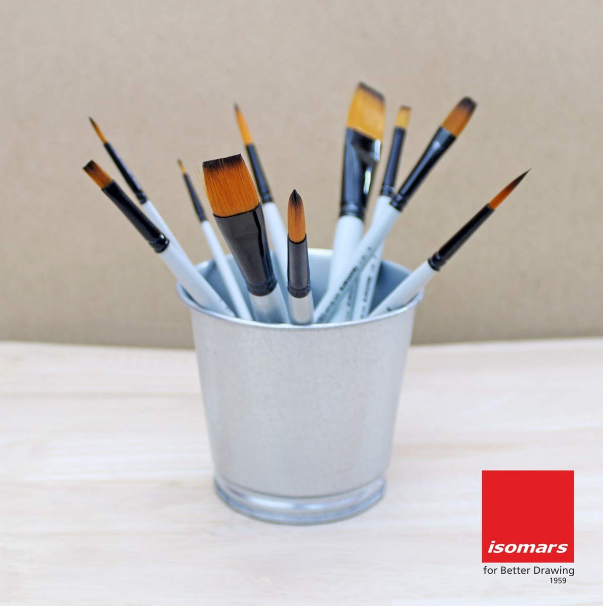 Isomars Drawing Brush Set Round Set of 7 with Colour Palette | Premium Golden Taklon Synthetic Artist Brushes with White Mixing Palette for Acrylic, Watercolor, Oil & Face Painting - Isomars