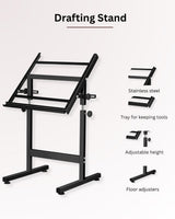 Isomars Drawing Drafting Board Table - Scholar Adjustable Height & Angle with White Laminated Plain Board 25.5"x35" - Isomars