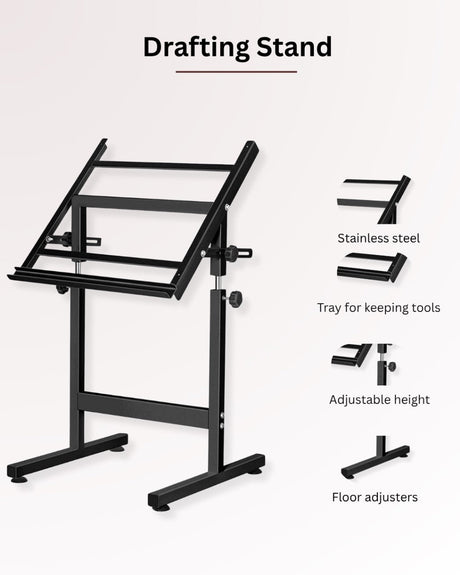 Isomars Drawing Drafting Board Table - Scholar Adjustable Height & Angle with White Laminated Plain Board 25.5"x35" - Isomars