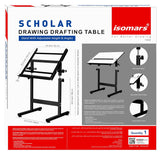 Isomars Drawing & Drafting Table - Scholar | with A1 25.5x35 Inch Size Black Laminated Board | Adjustable Height & Angle | Ideal for Engineers, Architects, Draftsmen, Designers Etc. - Isomars