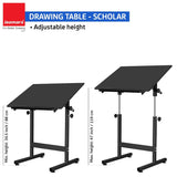 Isomars Drawing & Drafting Table - Scholar | with A1 25.5x35 Inch Size Black Laminated Board | Adjustable Height & Angle | Ideal for Engineers, Architects, Draftsmen, Designers Etc. - Isomars