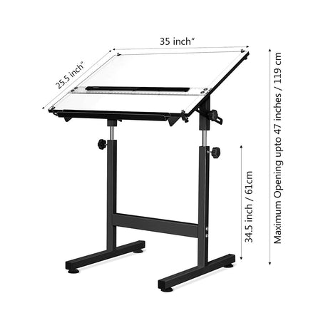Isomars Drawing Table Scholar With A1 White Laminated Parallel Ruler Board (25.5"x35" / 64x88 cm) - Isomars