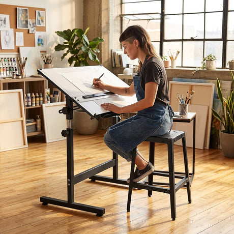 Isomars Drawing Table Scholar With A1 White Laminated Parallel Ruler Board (25.5"x35" / 64x88 cm) - Isomars