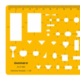 Isomars Electricity Template, 1:100 Scale Drawing Stencil, Orange - Isomars