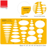 Isomars Ellipse Drawing Template 10°–50° Drafting Stencil - Isomars