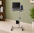 Isomars Engineered Wood Standing Table | Adjustable Height & Angle Multipurpose Laptop Study Desk with Lockable Wheels | Sit Stand WFH, Online Class, Breakfast & Bedside Table (Grey) - Isomars