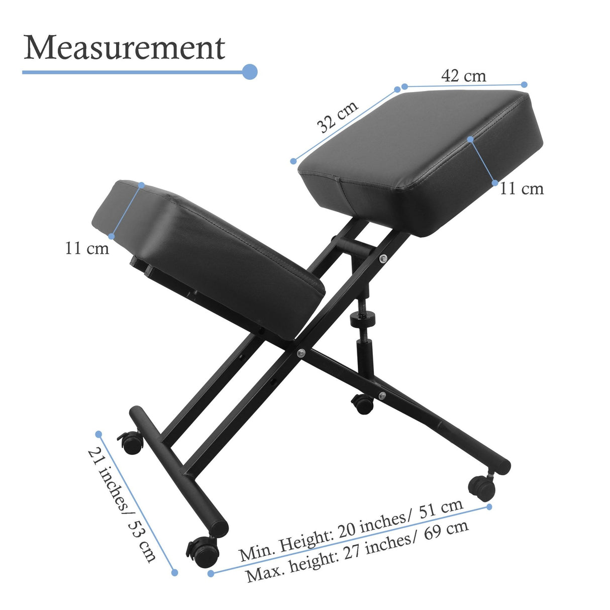 Isomars Ergonomic Kneeling Chair, Adjustable Height, Stool Upright Posture with Comfortable Cushions, Stool for Home and Office - Isomars