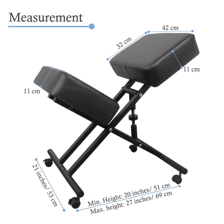 Isomars Ergonomic Kneeling Chair, Adjustable Height, Stool Upright Posture with Comfortable Cushions, Stool for Home and Office - Isomars
