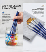 Isomars Estudio Art Brush Set of 5 | Professional Synthetic Long Handle Paint Brushes for Acrylic, Watercolor & Oil Painting | Flat, Fan, Oval, Round & Detail Artist Brushes for Blending, Shading & Fine Detailing - Isomars