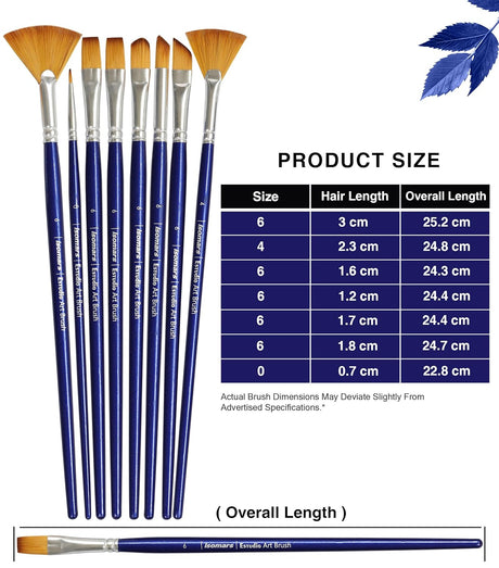 Isomars Estudio Artist Paint Brush Set of 7 | Professional Synthetic Long Handle Art Brushes for Acrylic, Watercolor, Oil & Gouache Painting | Mixed Flat, Round, Filbert, Fan, Angular & Detail Brushes - Isomars