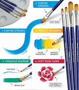 Isomars Estudio Filbert Paint Brush Set of 4 | Professional Synthetic Long Handle Filbert Artist Brushes for Blending, Soft Edges, Curved Strokes & Shading | Acrylic, Watercolor, Oil & Gouache Painting - Isomars