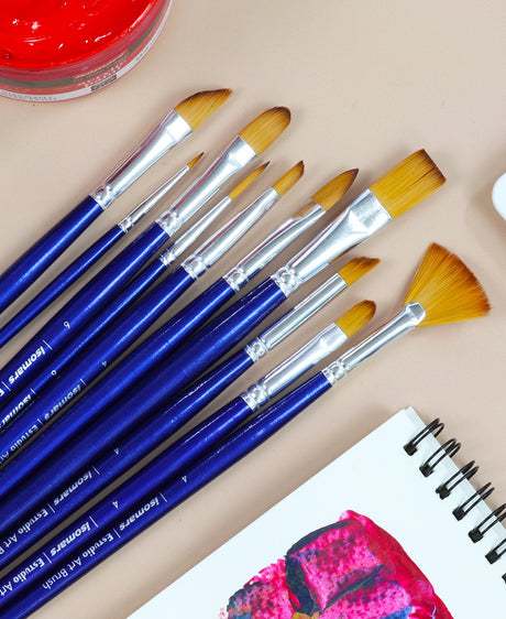 Isomars Estudio Professional Paint Brush Set of 10 for Acrylic & Oil - Isomars