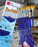 Isomars Estudio Professional Paint Brush Set of 10 for Acrylic & Oil - Isomars