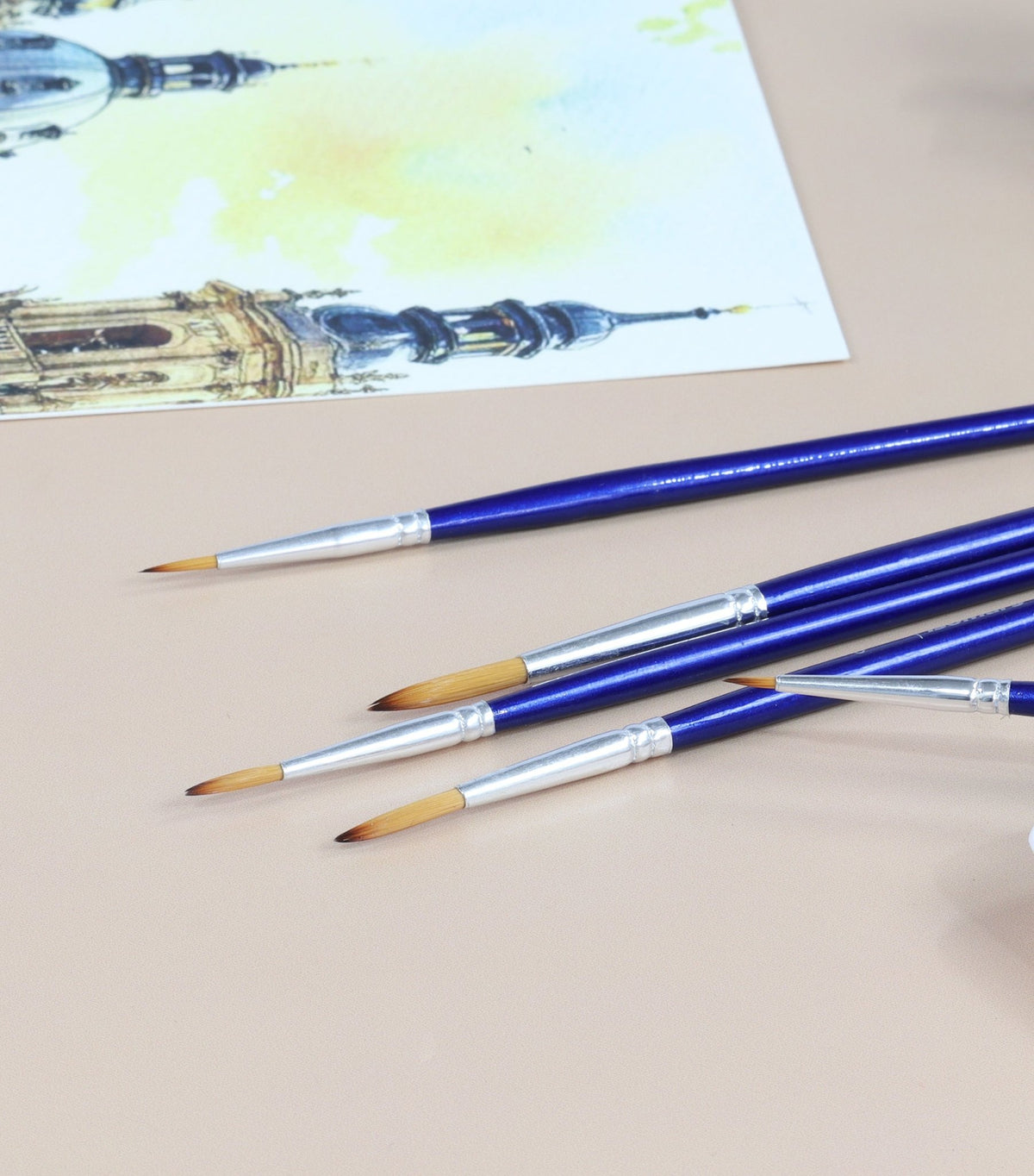 Isomars Estudio Round Paint Brush Set of 5 for Acrylic & Watercolor - Isomars
