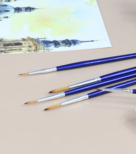 Isomars Estudio Round Paint Brush Set of 5 for Acrylic & Watercolor - Isomars