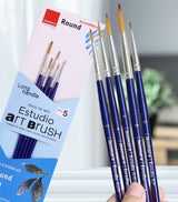 Isomars Estudio Round Paint Brush Set of 5 for Acrylic & Watercolor - Isomars