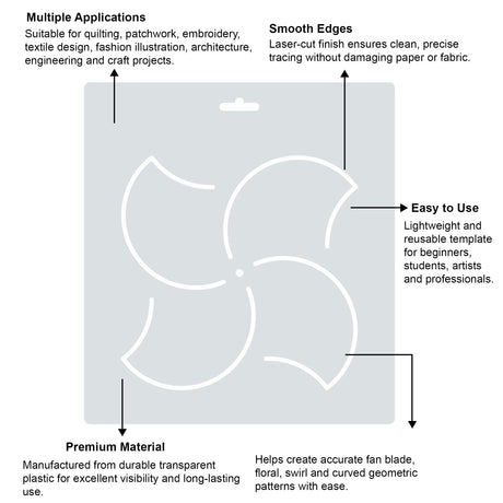 Isomars Fan Blade Design Drafting Template Stencil for Art & Quilting 10122 - Isomars