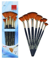 Isomars Fan Paint Brush Set of 7 | Sizes 1, 2, 4, 6, 8, 10 & 12 - Isomars
