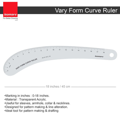 Isomars Fashion Design Ruler Set 15 Professional Drafting Tools for Pattern Making - Isomars