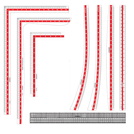 Isomars Fashion Designing Tailoring Scale Set of 8 Rulers - Isomars