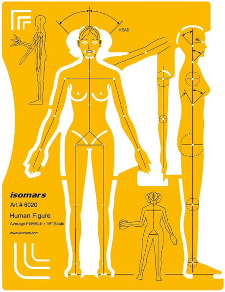 Isomars Female Human Figure Template 1/8 Scale Fashion Stencil - Isomars