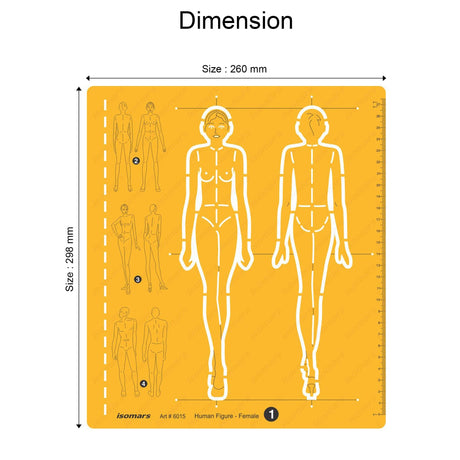 Isomars Female Human Figure Template for Fashion & Technical Drawing - Isomars