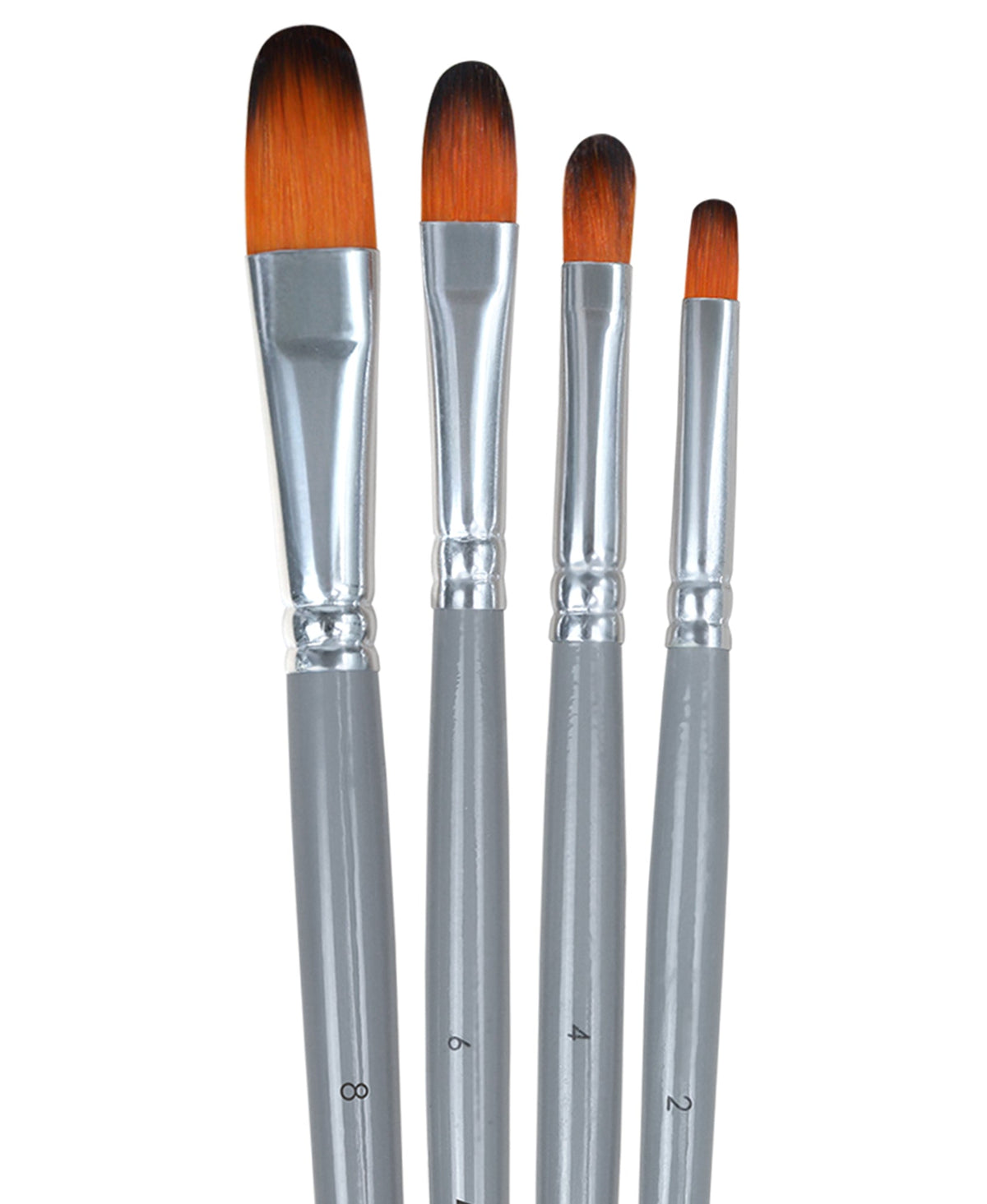 Isomars Filbert Paint Brush Set of 4 - Taklon Hair, Sizes 2, 4, 6, 8 - Isomars