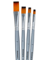 Isomars Flat Paint Brush Set of 4 - Taklon Hair, Sizes 2, 4, 6, 8 - Isomars