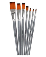 Isomars Flat Paint Brush Set of 7 - Taklon Hair, Sizes 1 to 12 - Isomars