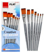 Isomars Flat Paint Brush Set of 7 - Taklon Hair, Sizes 1 to 12 - Isomars