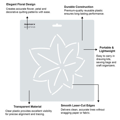 Isomars Floral Quilting Design Template Stencil for Art & Drafting 10125 - Isomars