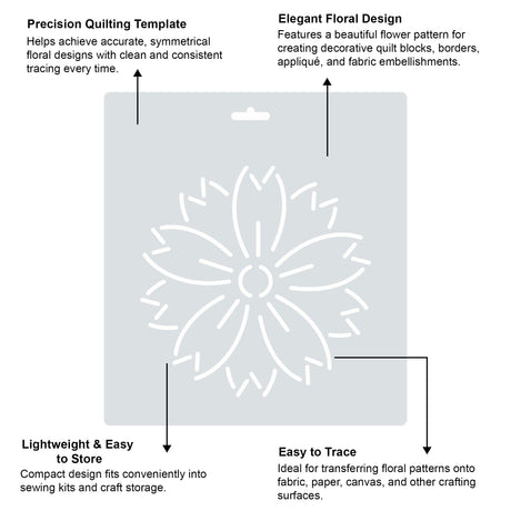Isomars Floral Quilting Template for Sewing, Patchwork & Embroidery 10115 - Isomars