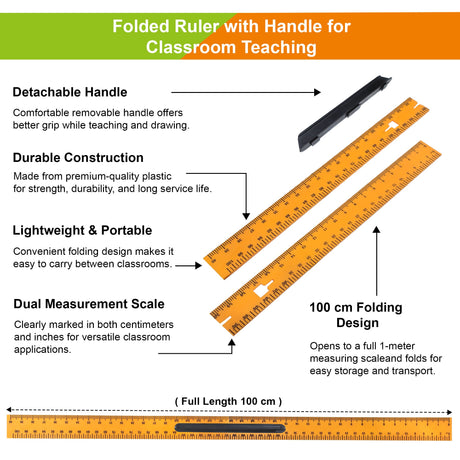 Isomars Folded Ruler 100cm with Handle for Classroom Teaching - Isomars