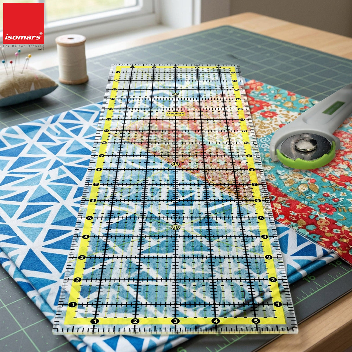 Isomars Garment Patchwork Quilting Ruler 6 x 18 Inch | Clear Acrylic - Isomars