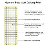 Isomars Garment Patchwork Quilting Ruler 6 x 18 Inch | Clear Acrylic - Isomars