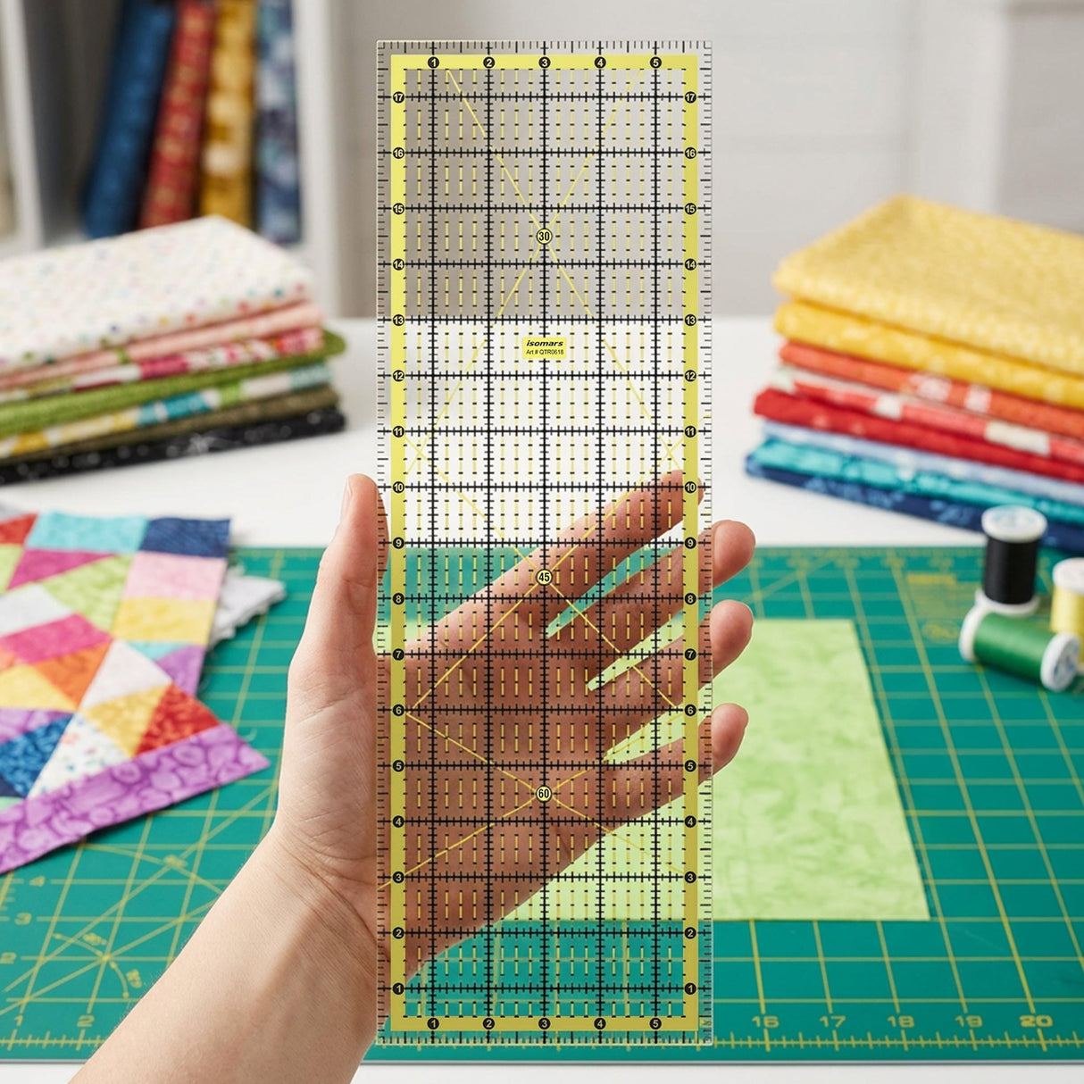 Isomars Garment Patchwork Quilting Ruler 6 x 18 Inch | Clear Acrylic - Isomars