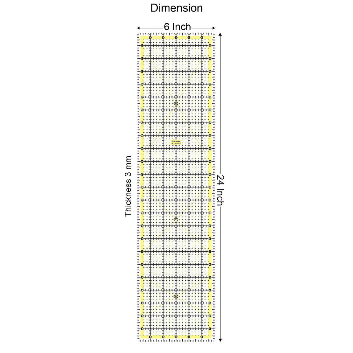 Isomars Garment Patchwork Quilting Ruler 6 x 24 Inch | 3mm Acrylic - Isomars