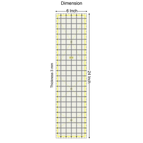 Isomars Garment Patchwork Quilting Ruler 6 x 24 Inch | 3mm Acrylic - Isomars