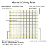 Isomars Garment Quilting Ruler 10 x 10 Inch | 3mm Clear Acrylic - Isomars