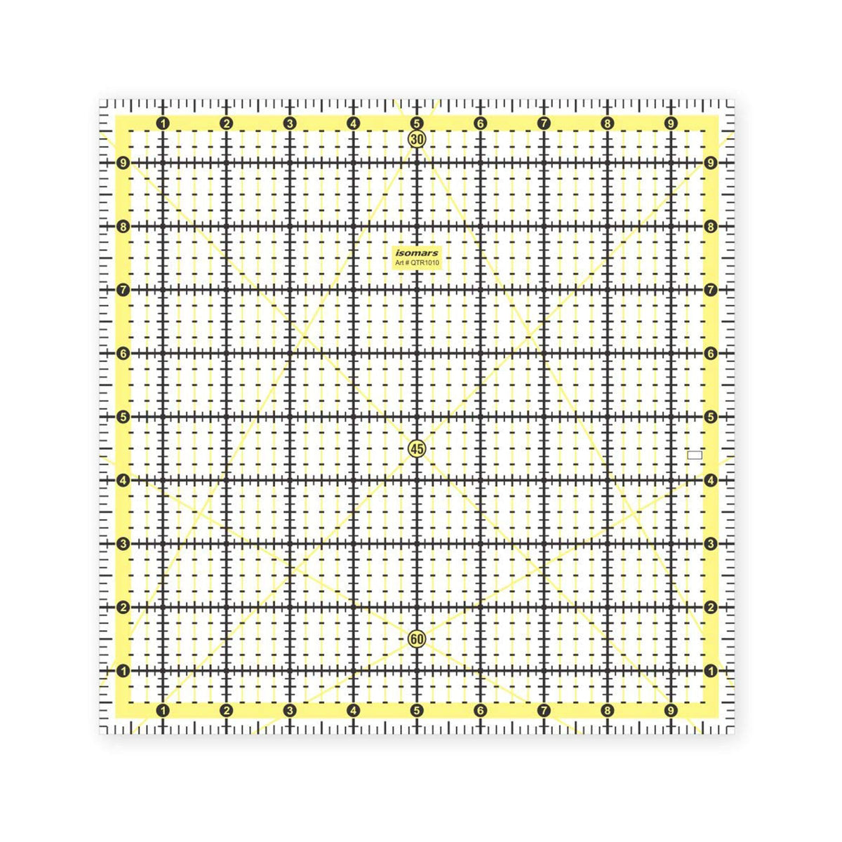 Isomars Garment Quilting Ruler 10 x 10 Inch | 3mm Clear Acrylic - Isomars