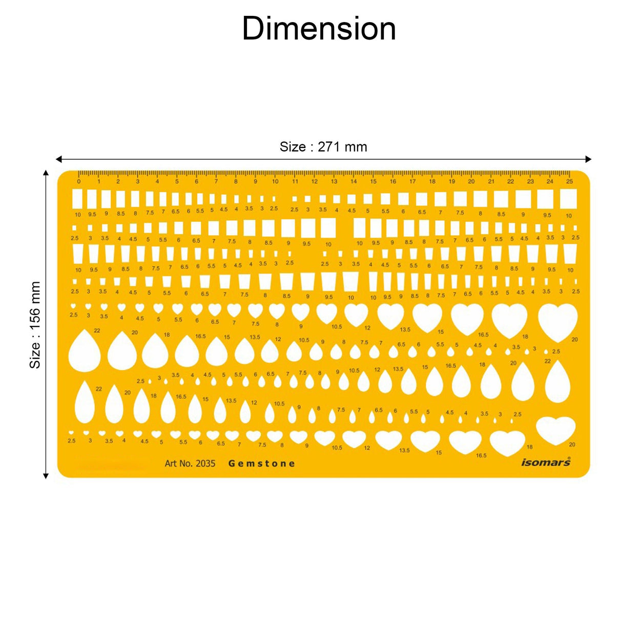 Isomars Gemstone Template Stencil for Jewellery Design & Stone Sizing - Isomars