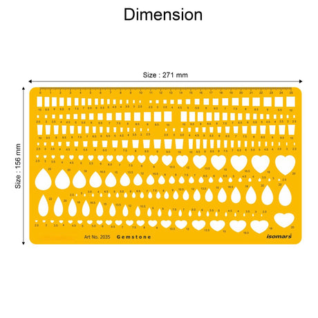 Isomars Gemstone Template Stencil for Jewellery Design & Stone Sizing - Isomars
