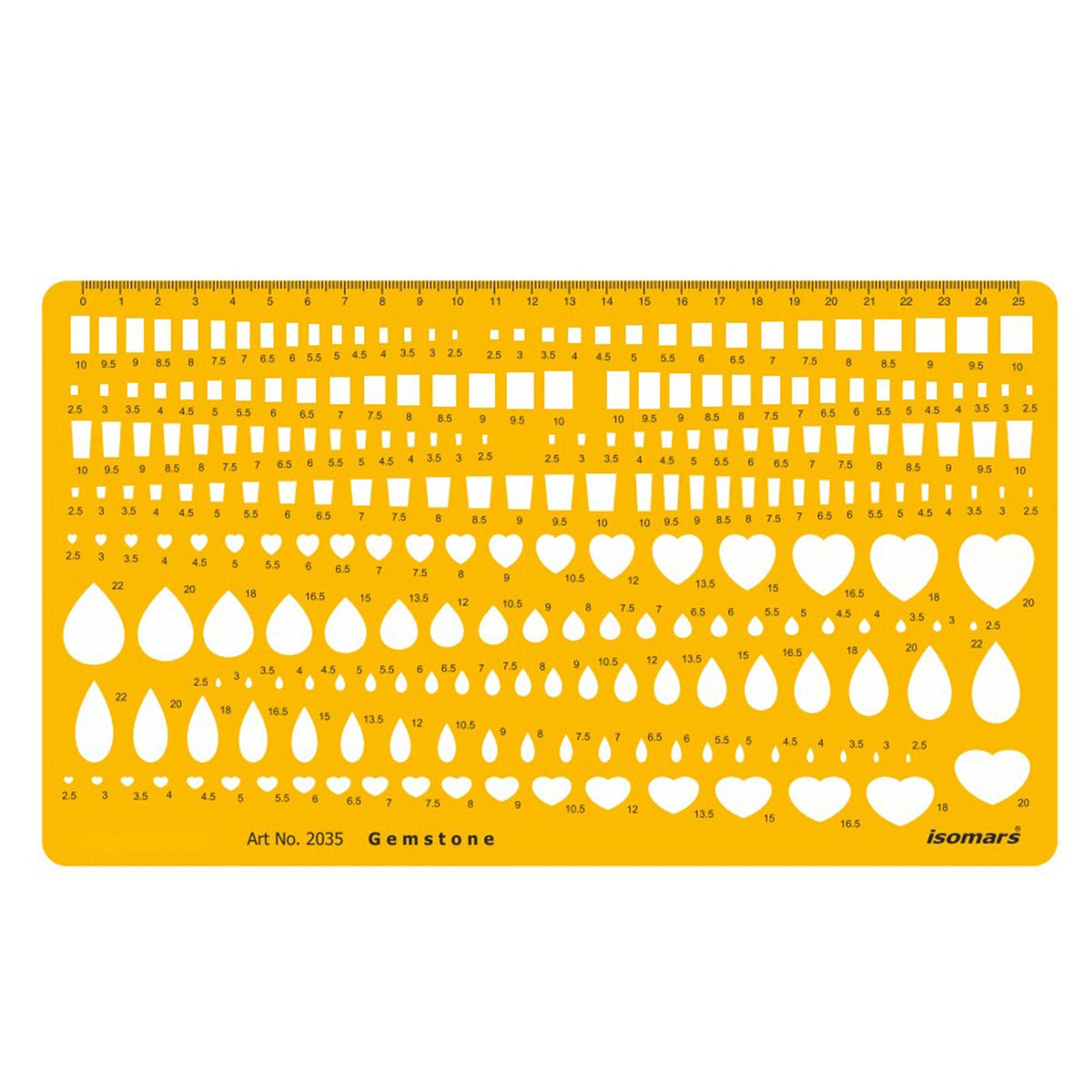 Isomars Gemstone Template Stencil for Jewellery Design & Stone Sizing - Isomars