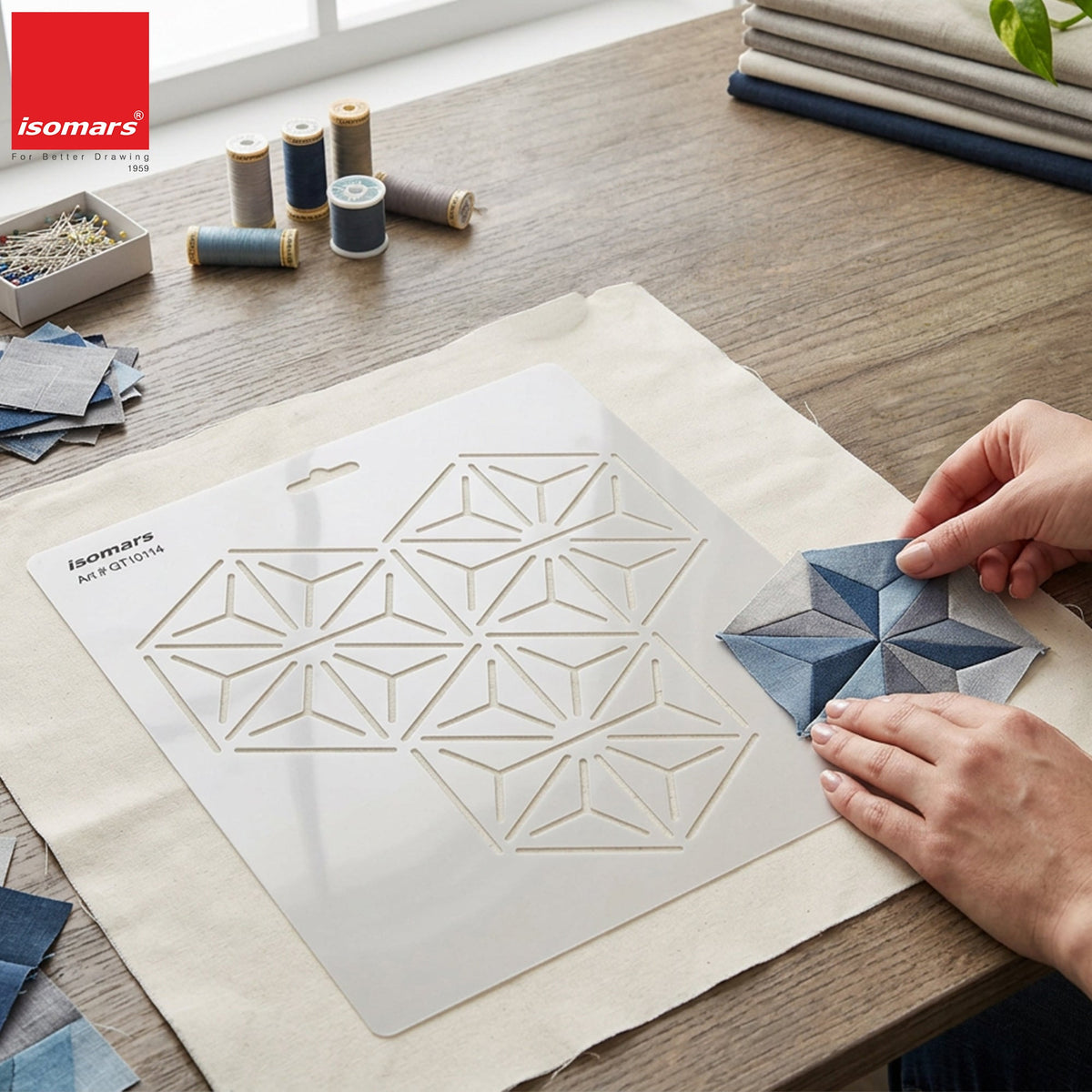 Isomars Geometric Quilt Template for Patchwork, Quilting & Crafts 10114 - Isomars
